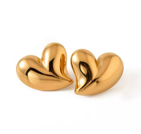 Gold Heart Stud Earring