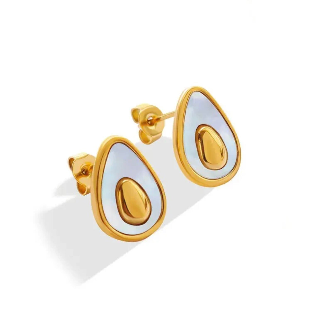 Mara Gold Avocado Mother of Pearl Earrings
