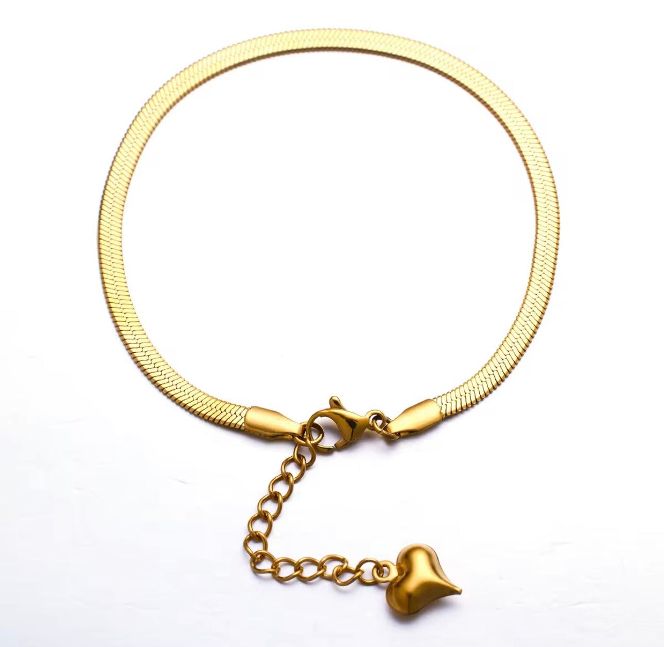 Flat Anklet Heart Chain