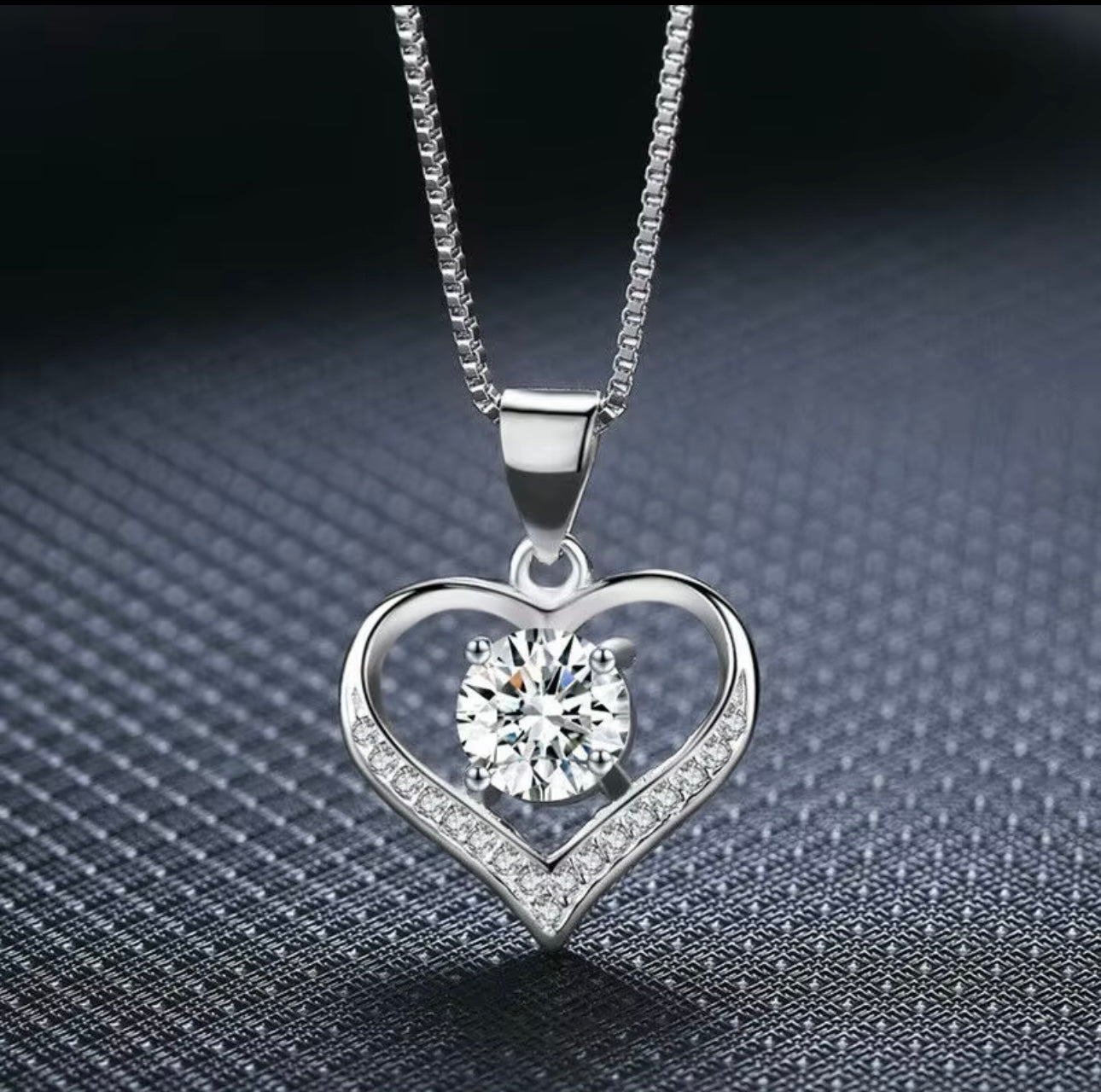 Sterling Silver Crystal Heart Pendant Necklace