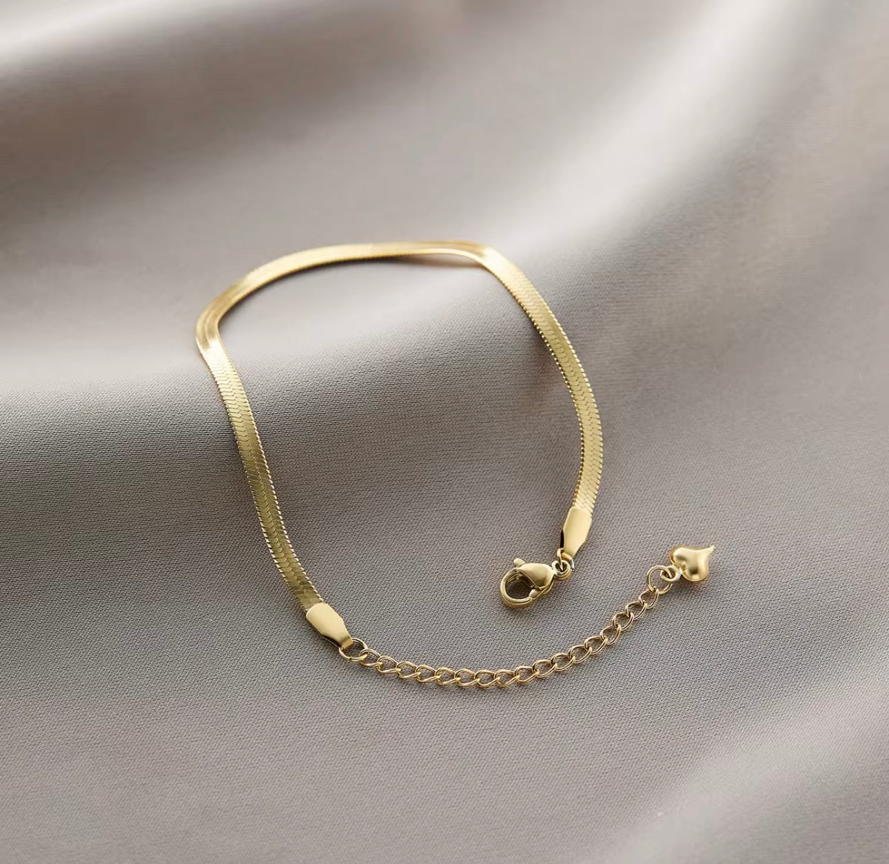 Flat Anklet Heart Chain