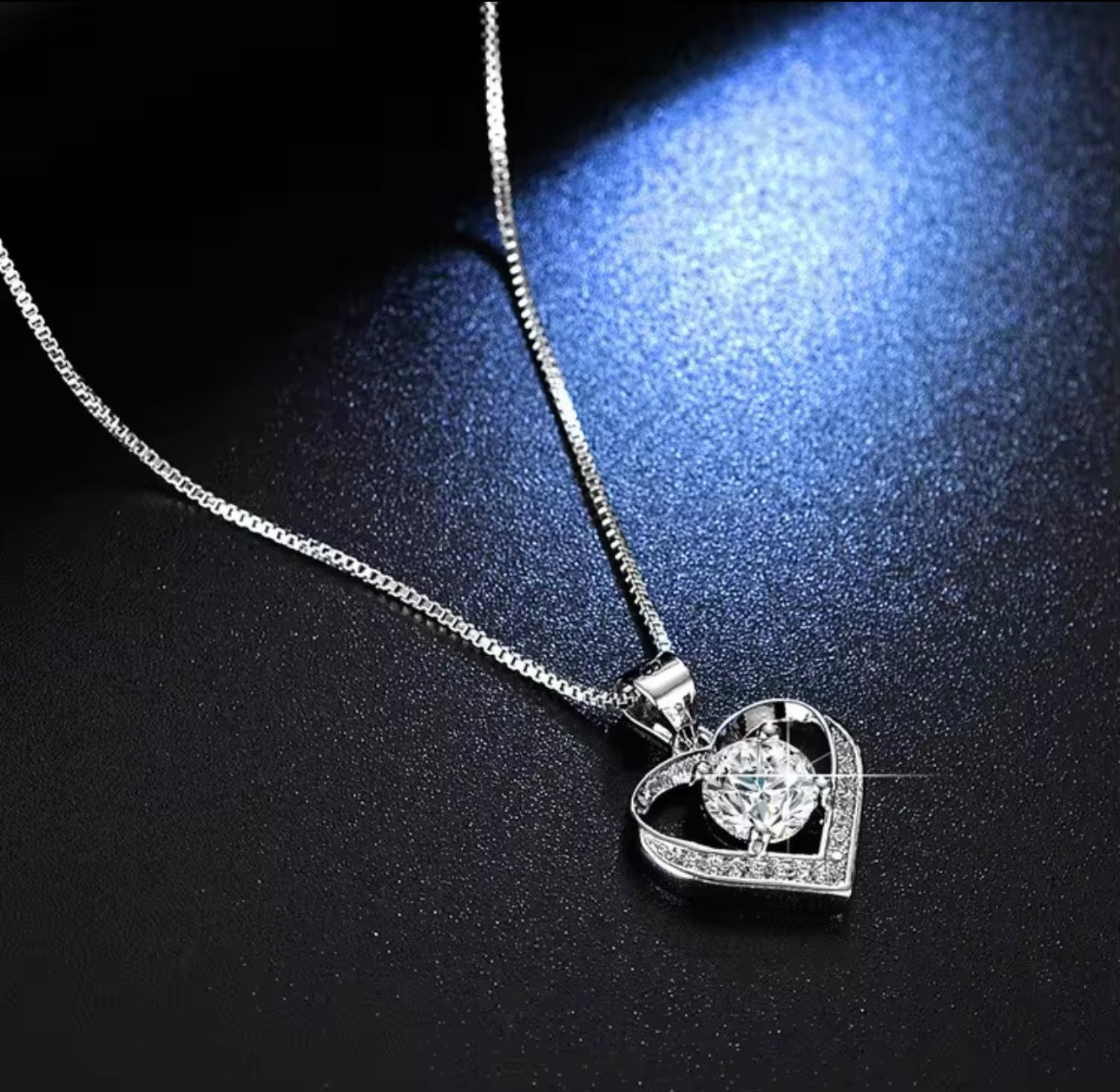 Sterling Silver Crystal Heart Pendant Necklace