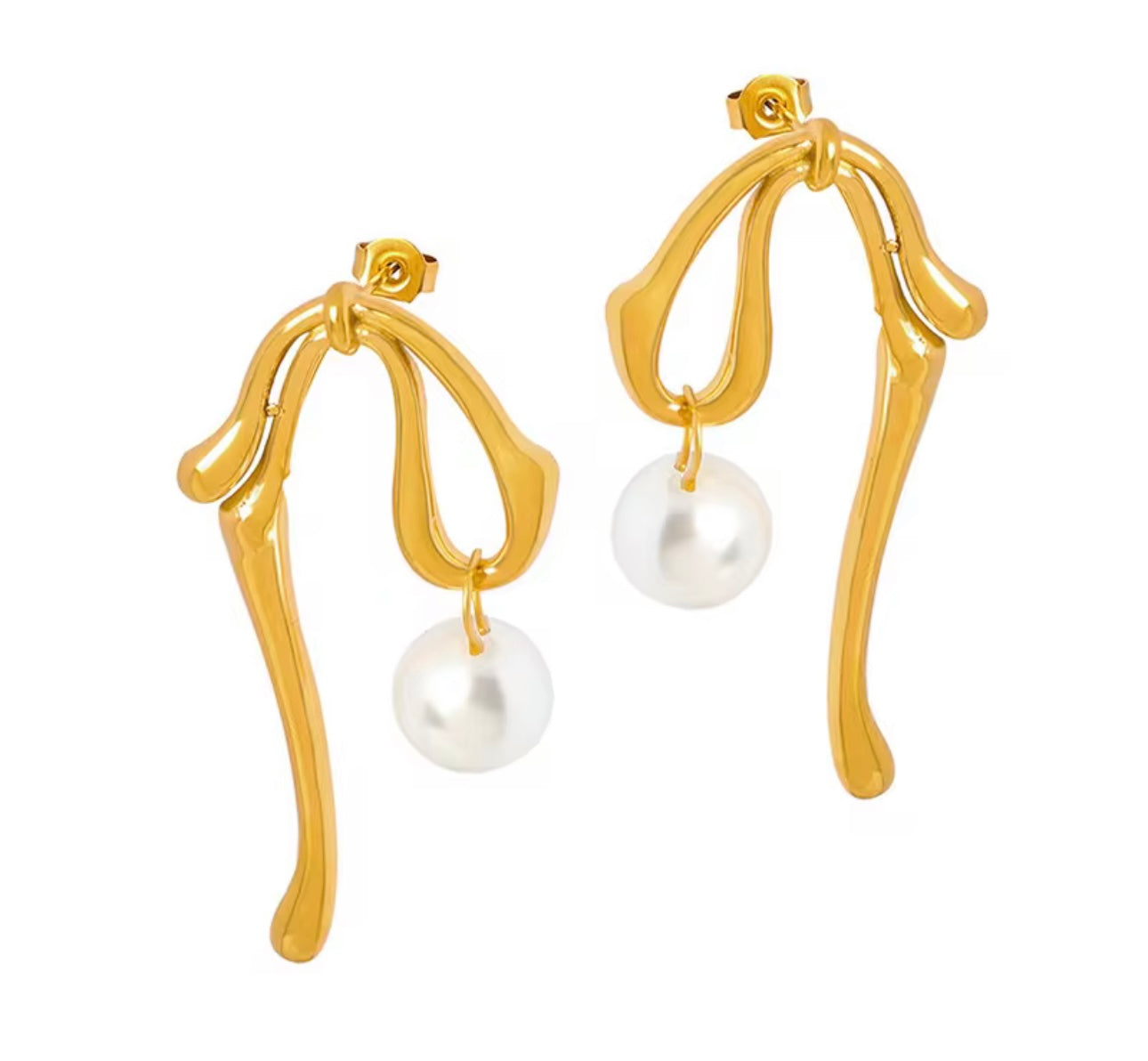 RiRi Bow Tie Pearl Drop Earrings