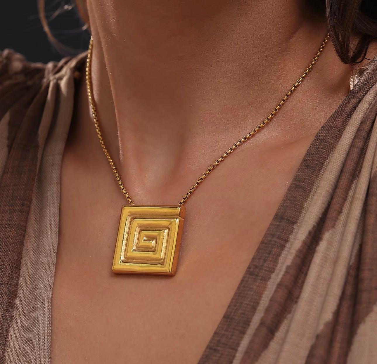 Greek Square Statement Necklace