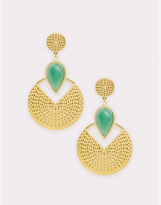 Nubia Green Aventurine Drop Earrings