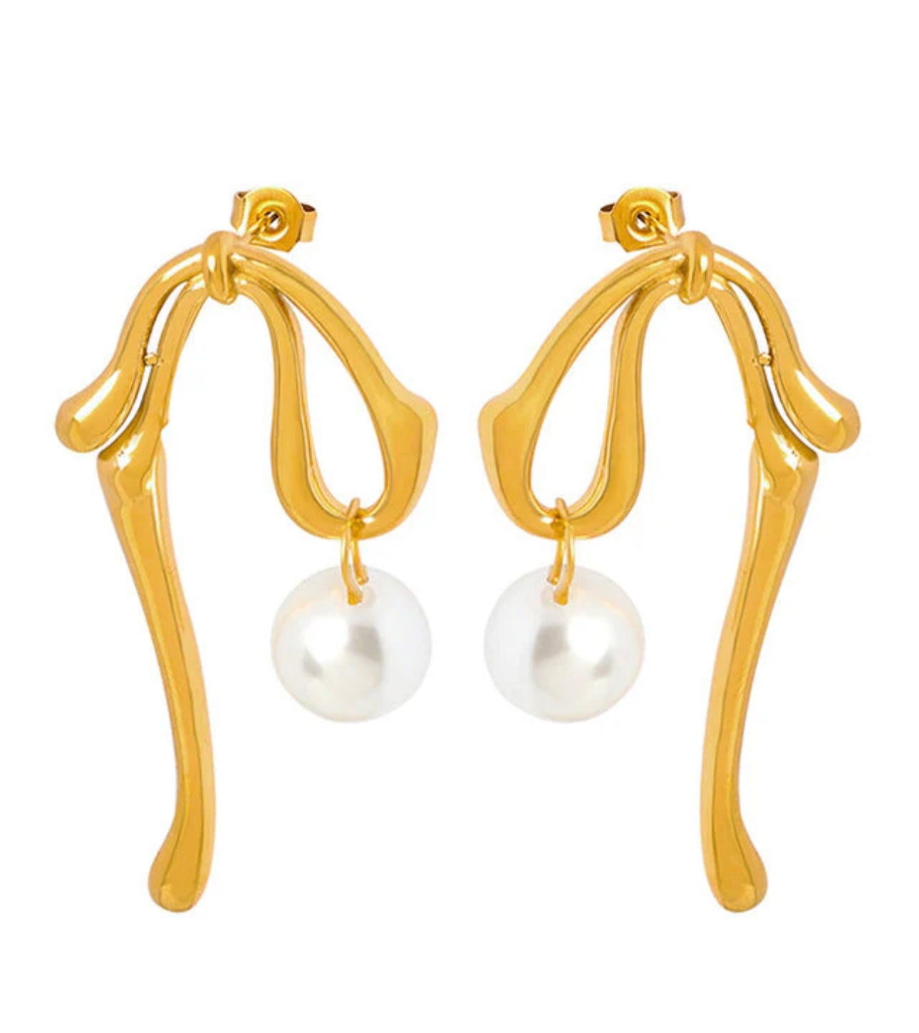 RiRi Bow Tie Pearl Drop Earrings