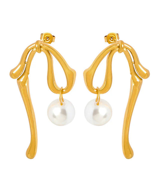 RiRi Bow Tie Pearl Drop Earrings