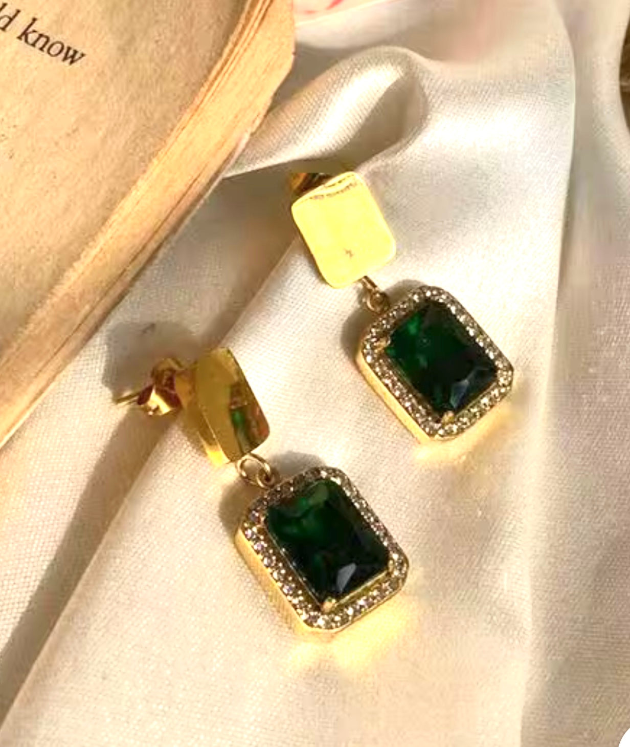 Emerald Green Drop Earrings