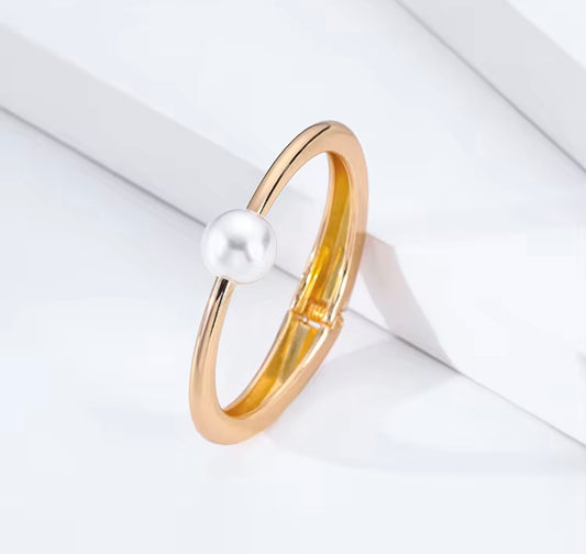 Gold Cuff Pearl Bangle Bracelet