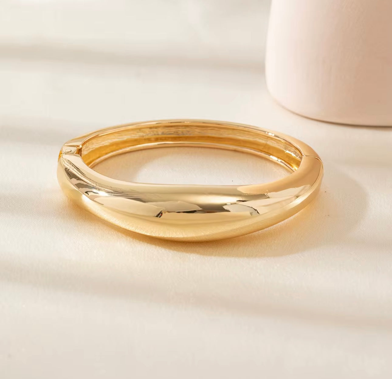 Indie Gold Hinged Cuff Bangle