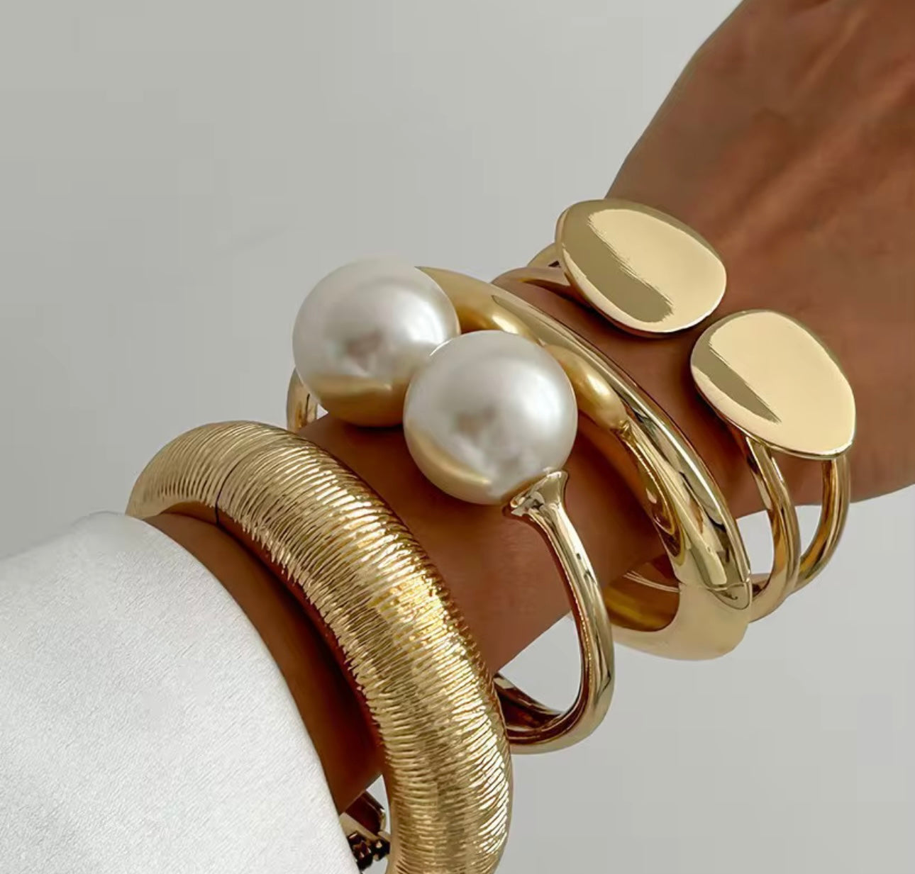 Kali Gold Hinged Cuff Bangle Bracelet