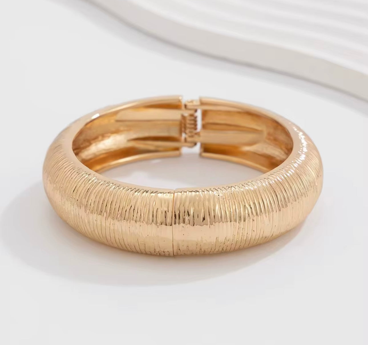 Kali Gold Hinged Cuff Bangle Bracelet