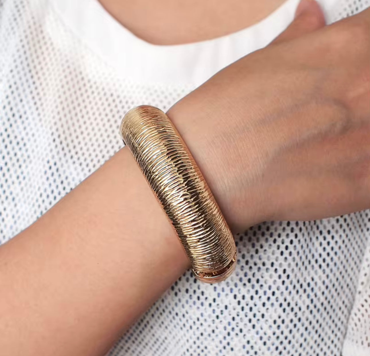 Kali Gold Hinged Cuff Bangle Bracelet