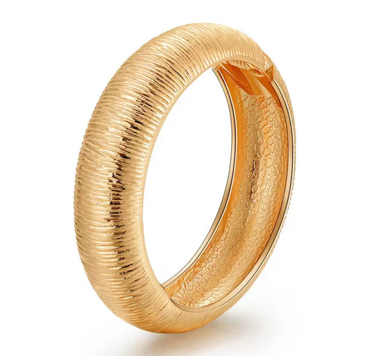 Kali Gold Hinged Cuff Bangle Bracelet
