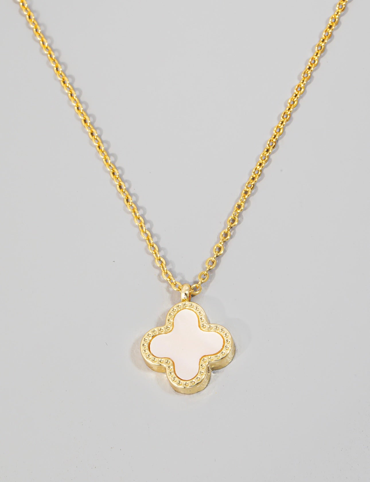 Lucky Star White Clover Pendant Necklace