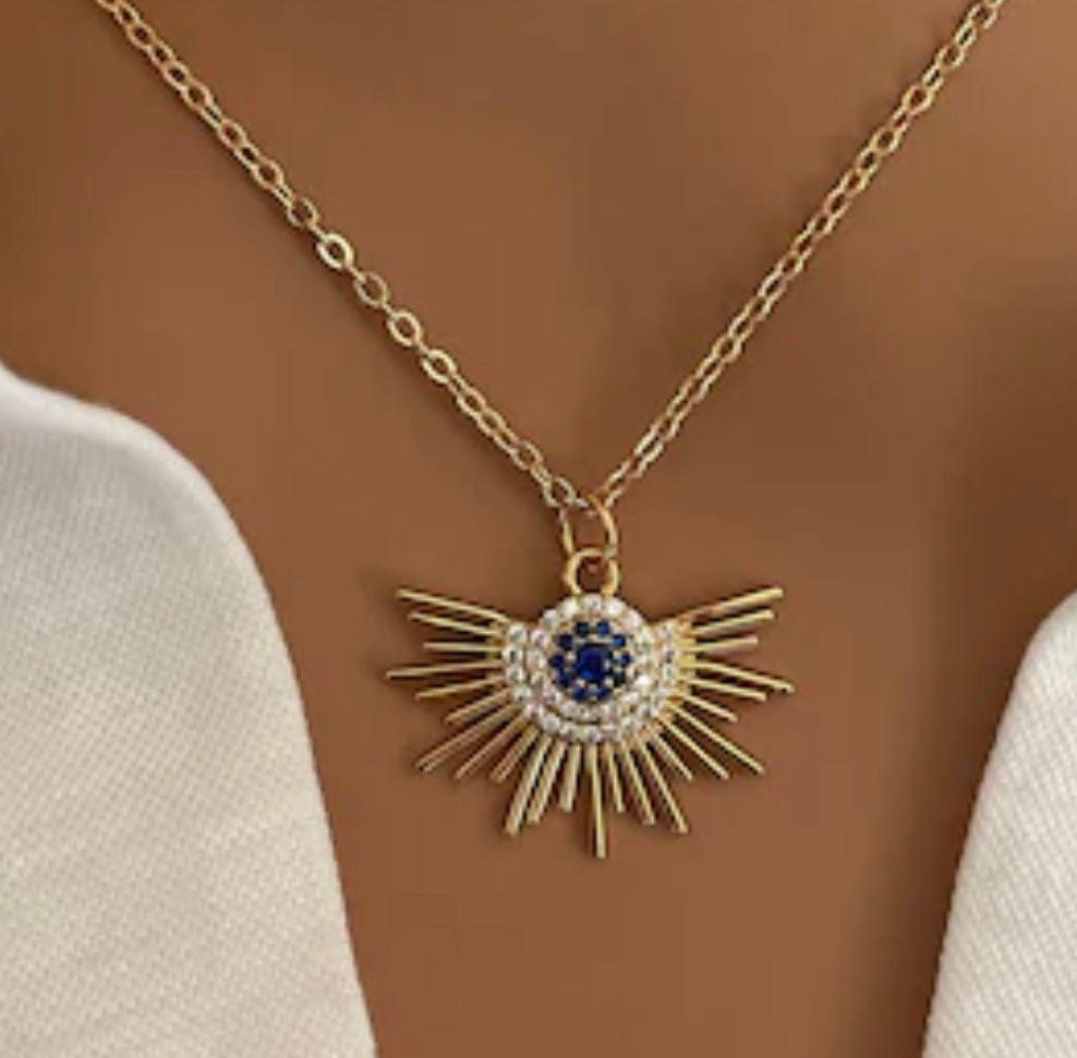 Estella Sunburst Evil Eye Protection Necklace