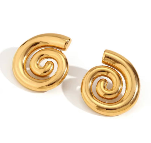 Spiral Gold Statement Earrings