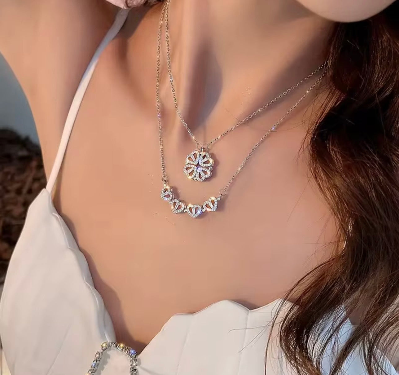 Glow Four Love Hearts Pendant Necklace