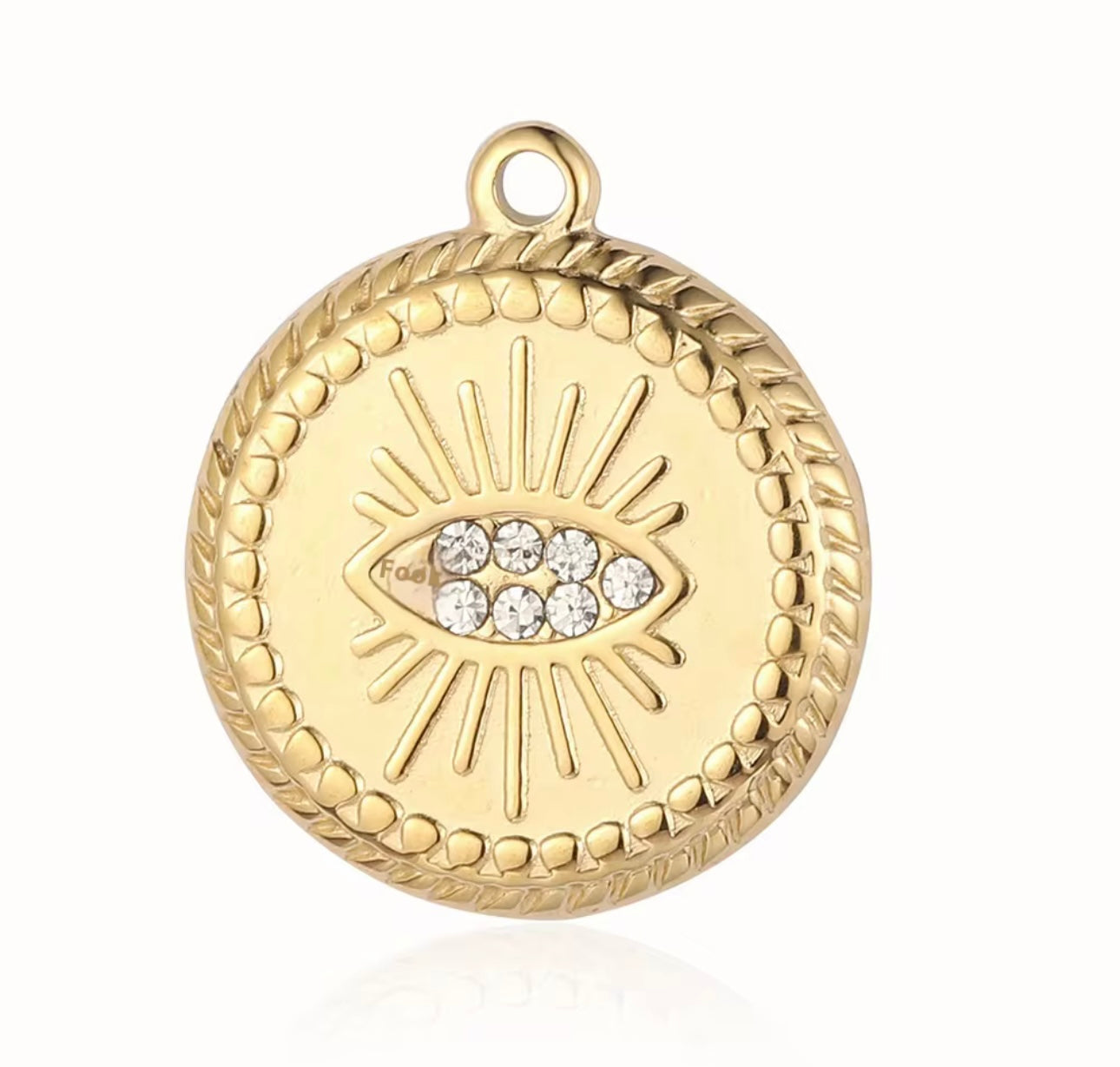 Gold Coin Evil Eye Charm