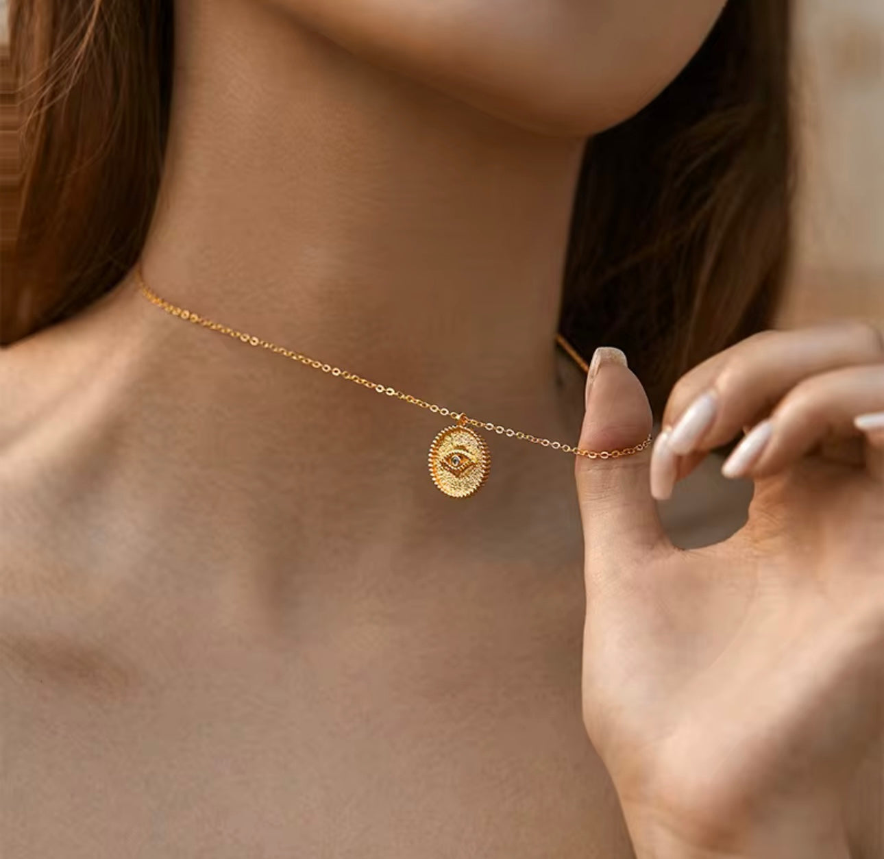 Gold Coin Evil Eye Charm