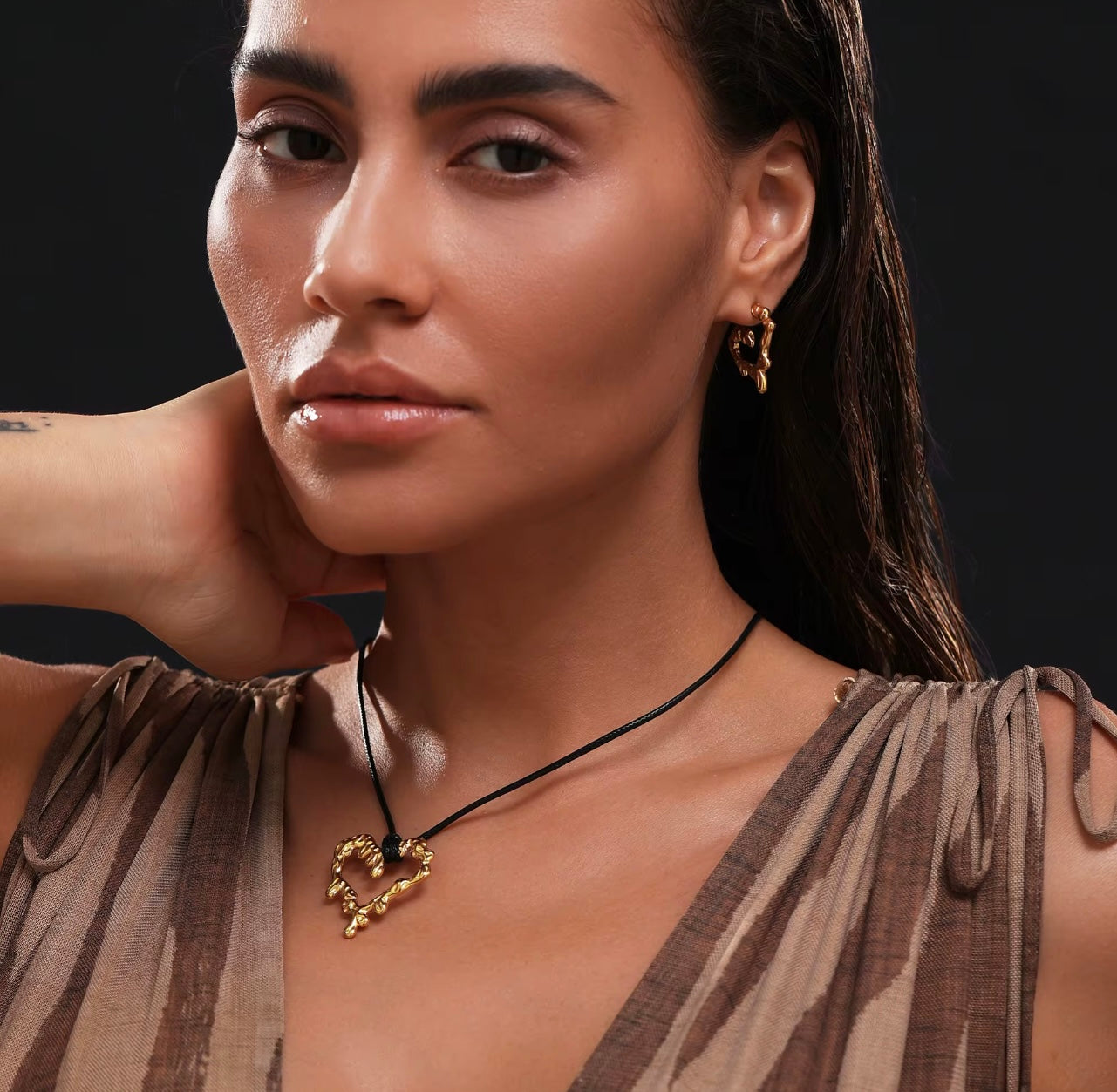 Lava Heart Gold Charm Pendant