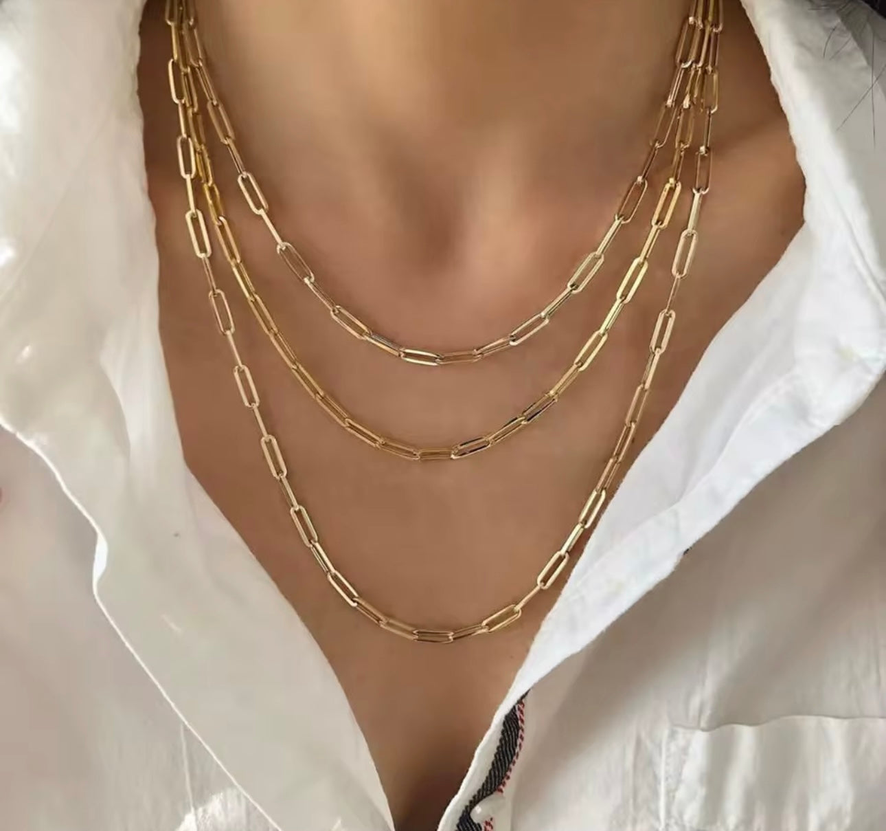 Carrie Gold Paperclip Chain Necklace