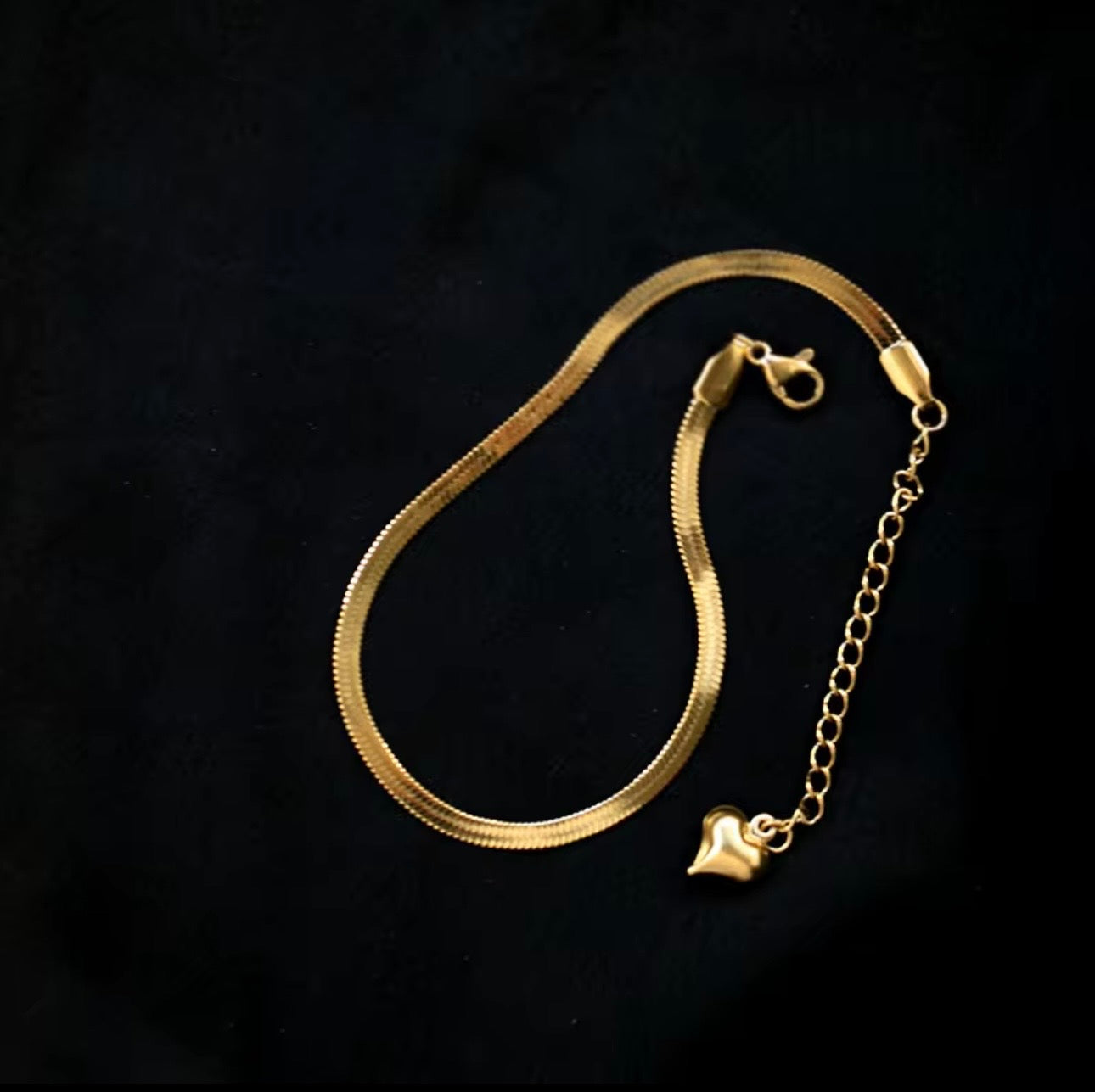 Heart Charm Gold Chain Anklet
