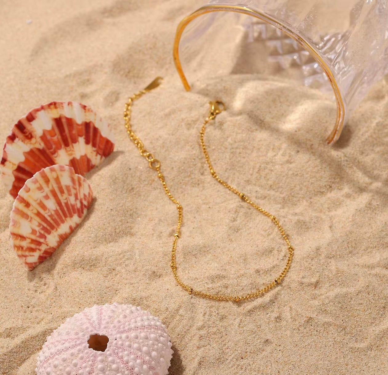 Beyond Glow Gold Beaded Chain Anklet