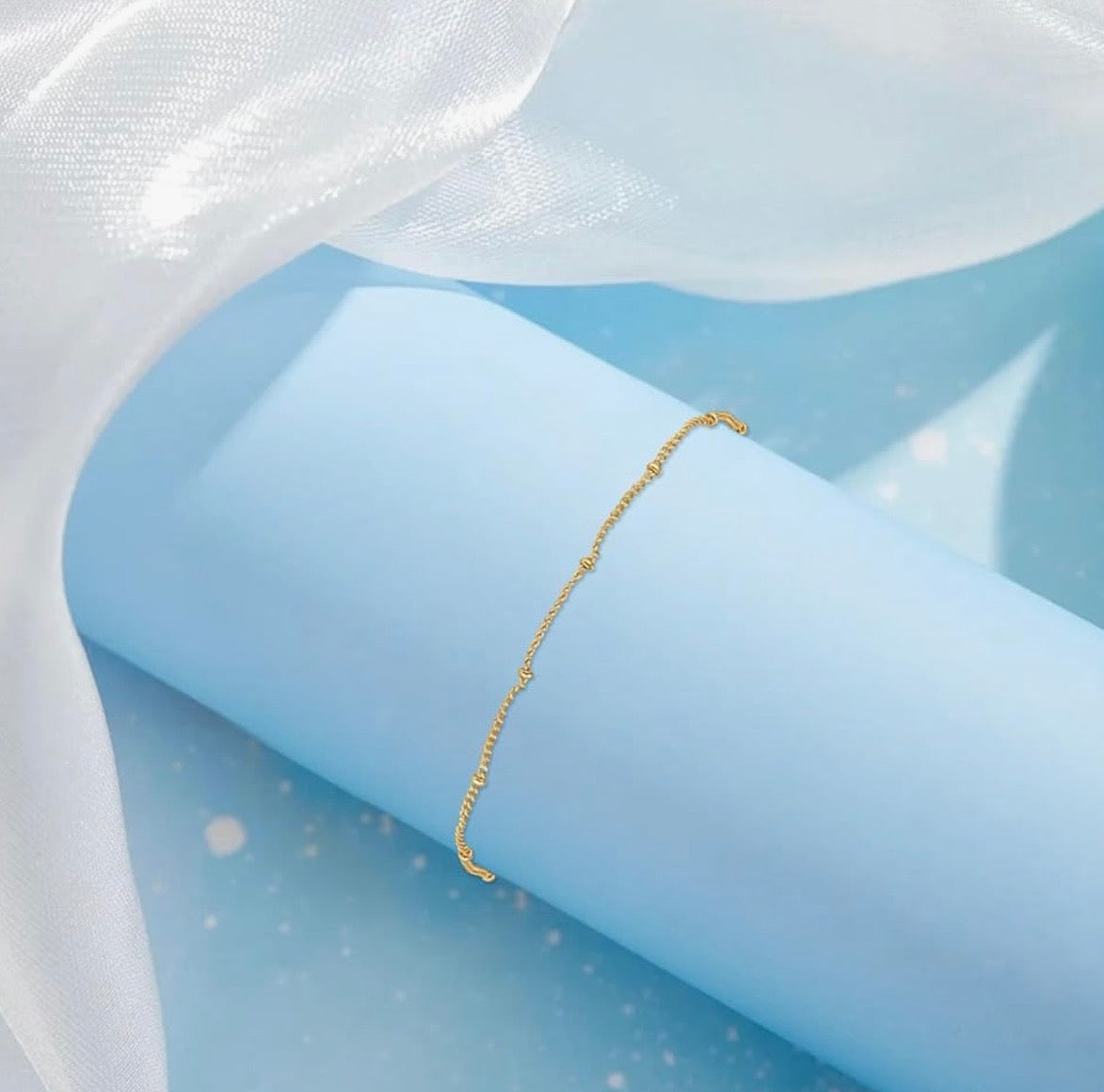 Beyond Glow Gold Beaded Chain Anklet