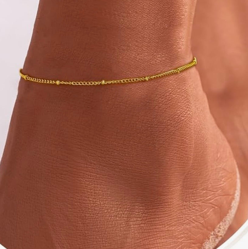 Beyond Glow Gold Beaded Chain Anklet