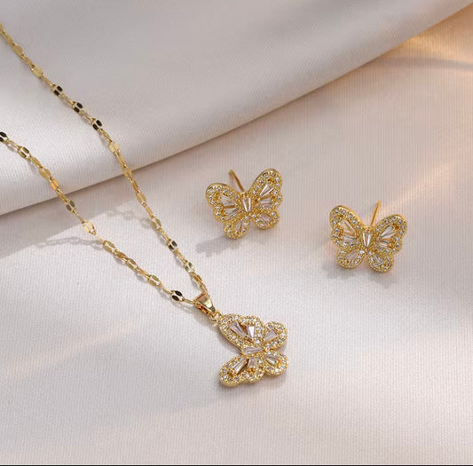 Glow Butterfly Gold  Stud Earrings