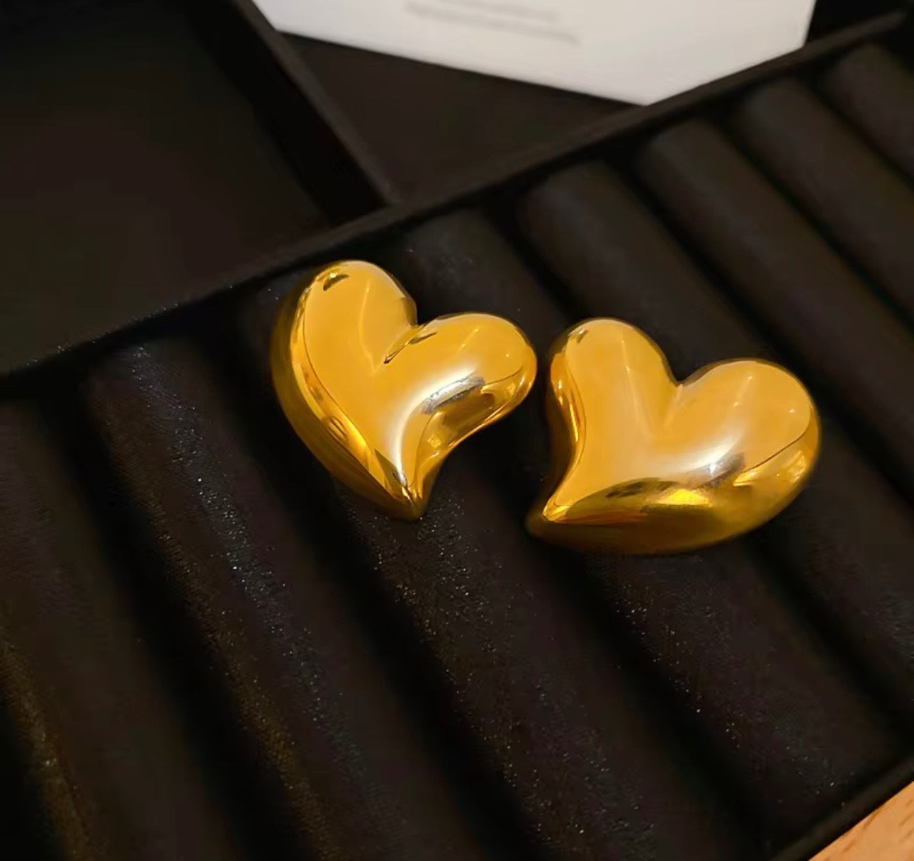 Chunky Gold Heart Stud Earring