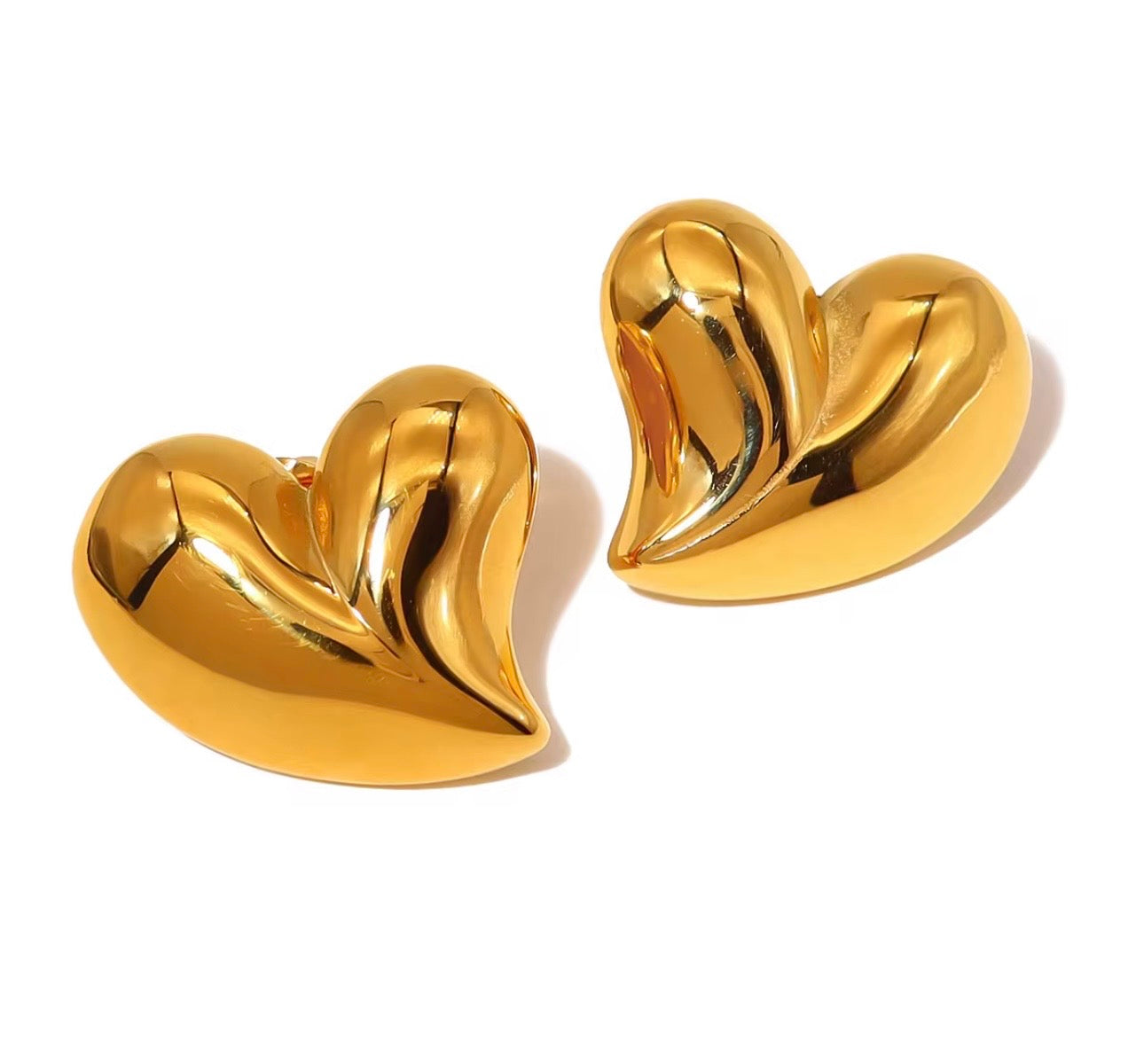 Chunky Two-Tone Love Heart Stud Earring