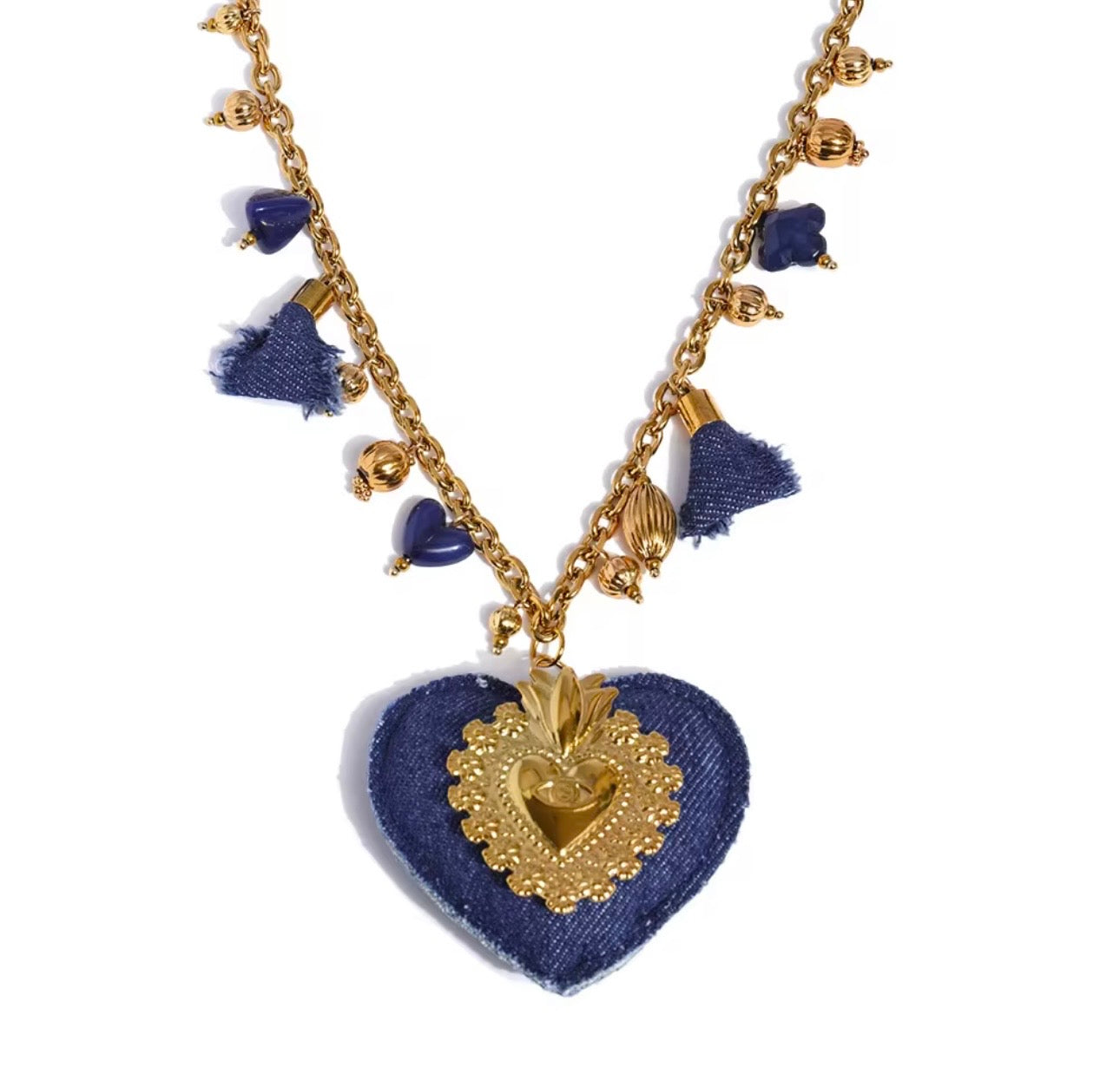 Midnight Sacred Heart Statement Necklace