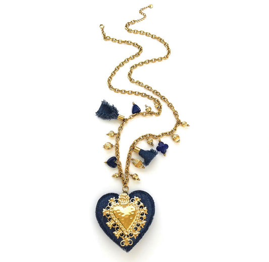 Midnight Sacred Heart Statement Necklace