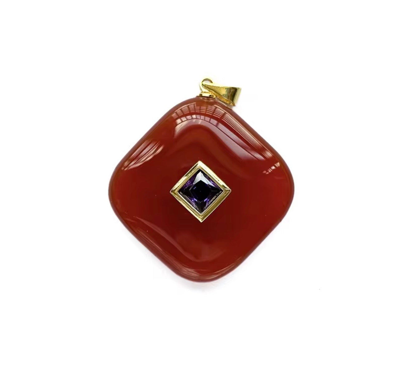 Red Aura Amazonite Pendant Necklace