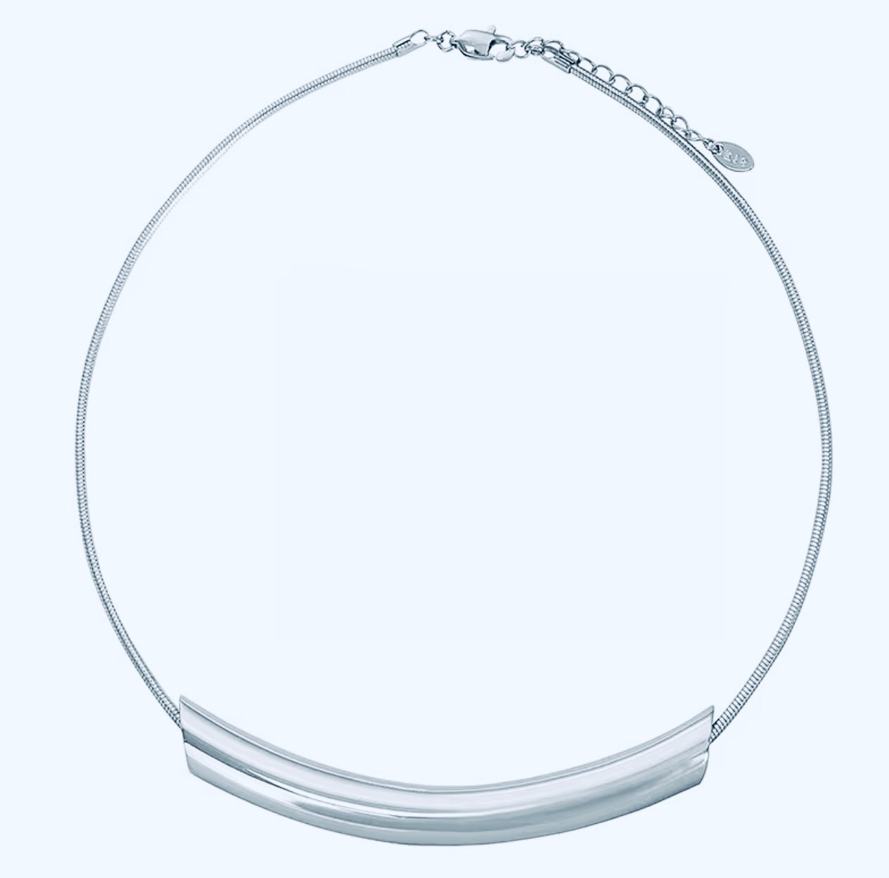 Silver Tone Curved Collar Necklace