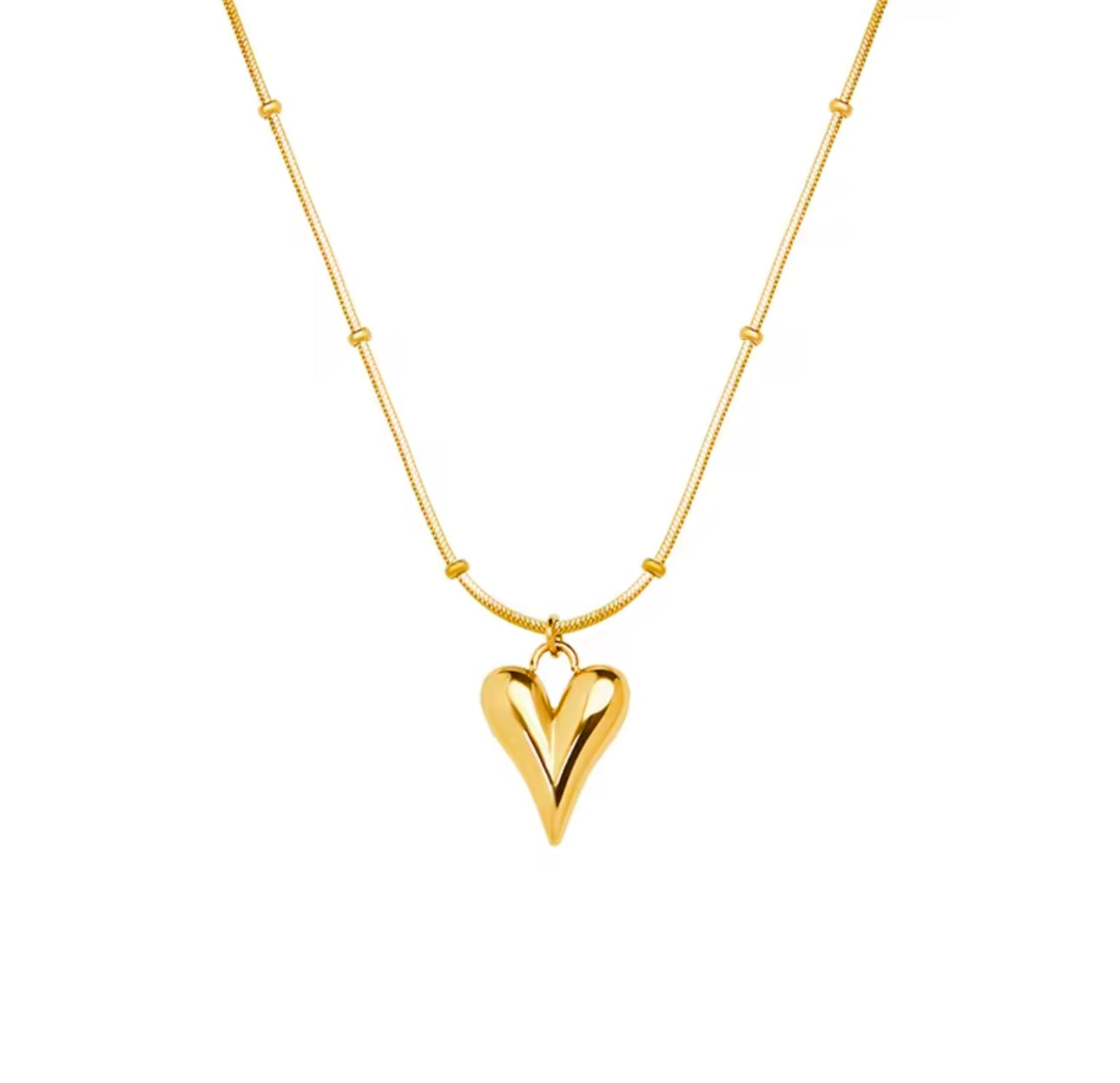 Stylish Gold Heart Pendant Necklace