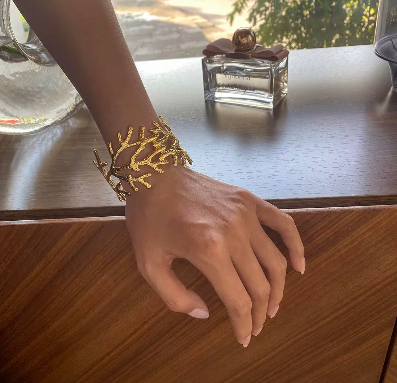 Exquisite Statement "Coral Reef" Cuff Bracelet in Gold