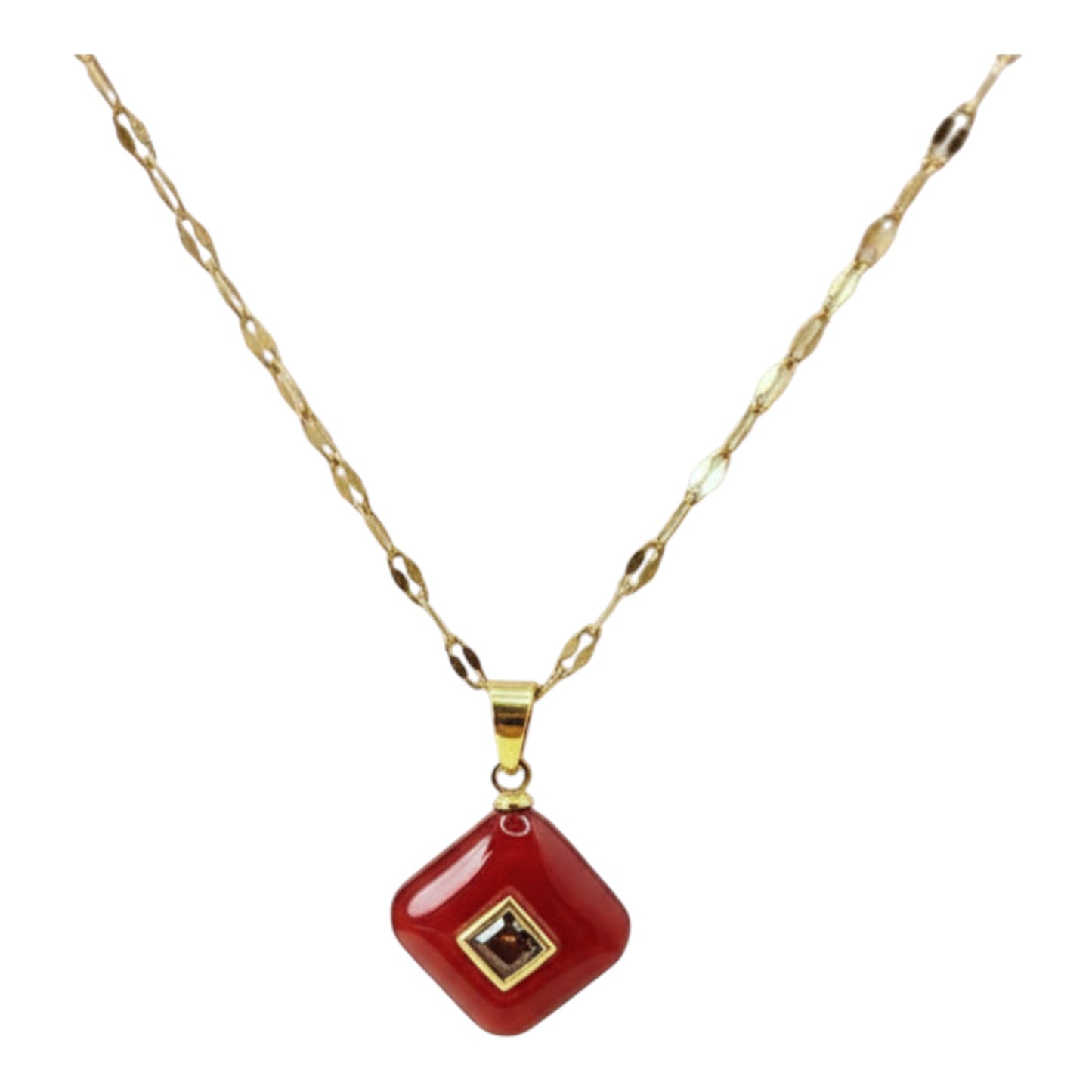Red Aura Amazonite Pendant Necklace
