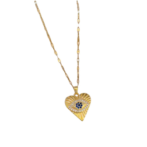 Love Heart Evil Eye Pendant Necklace