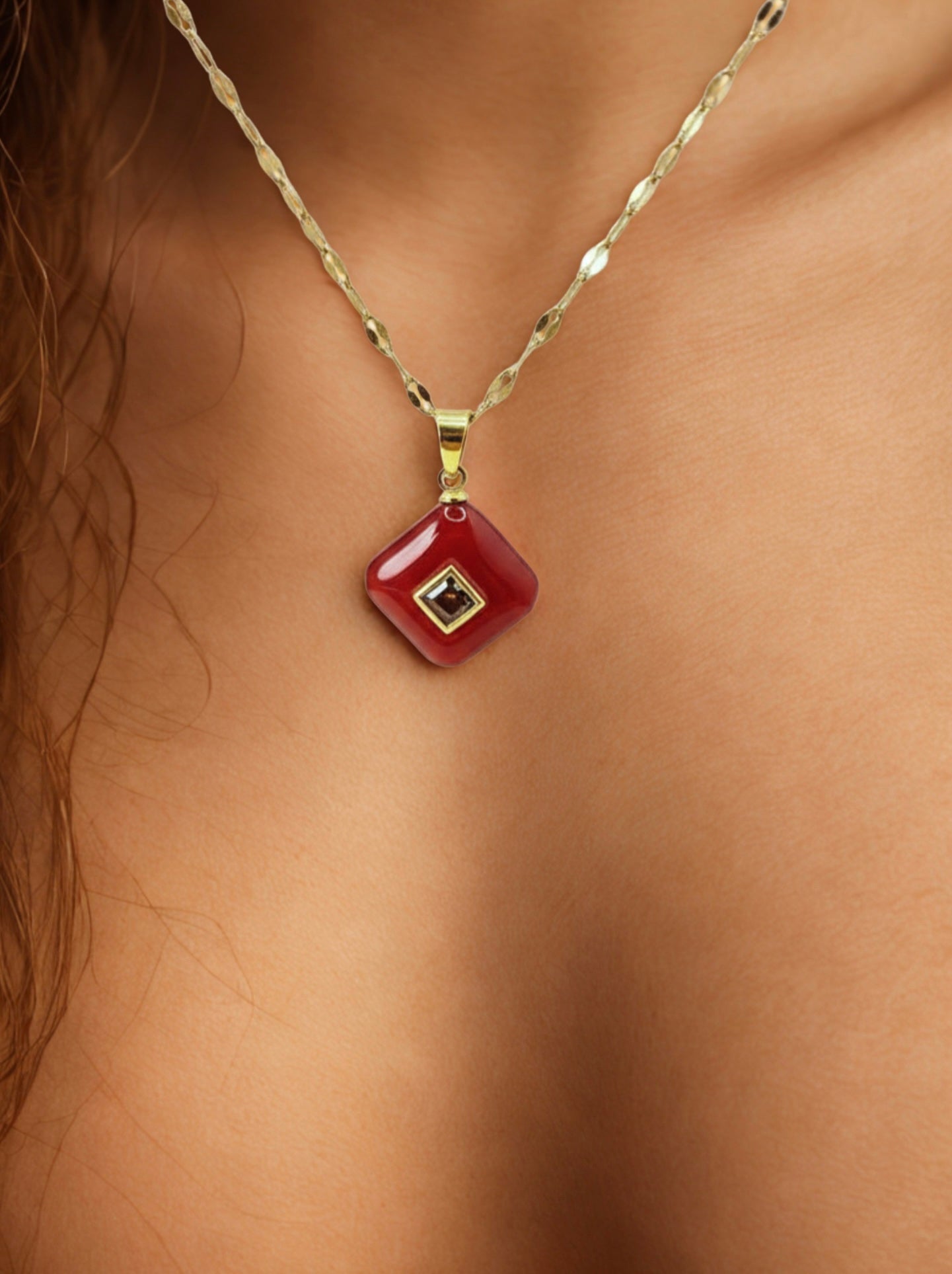 Red Aura Amazonite Pendant Necklace